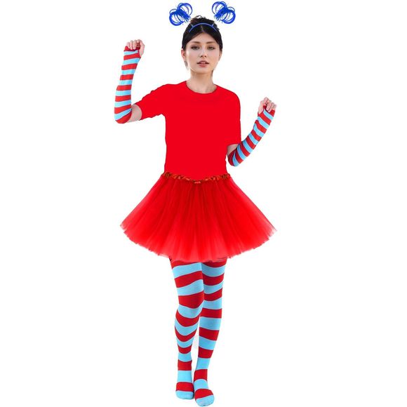 Blue Costume Accessoriess Leg Arm Warmer Fingerless Glovess Set Long Knee🐙 - Picture 7 of 7